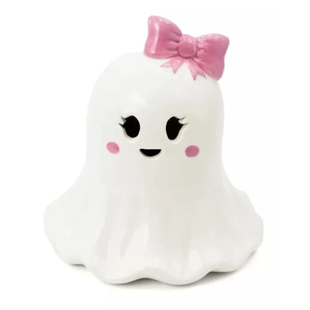 Target Bullseye Halloween 2025 ~ Ceramic LED Light Up Ghost with Pink Bow ~ NEW